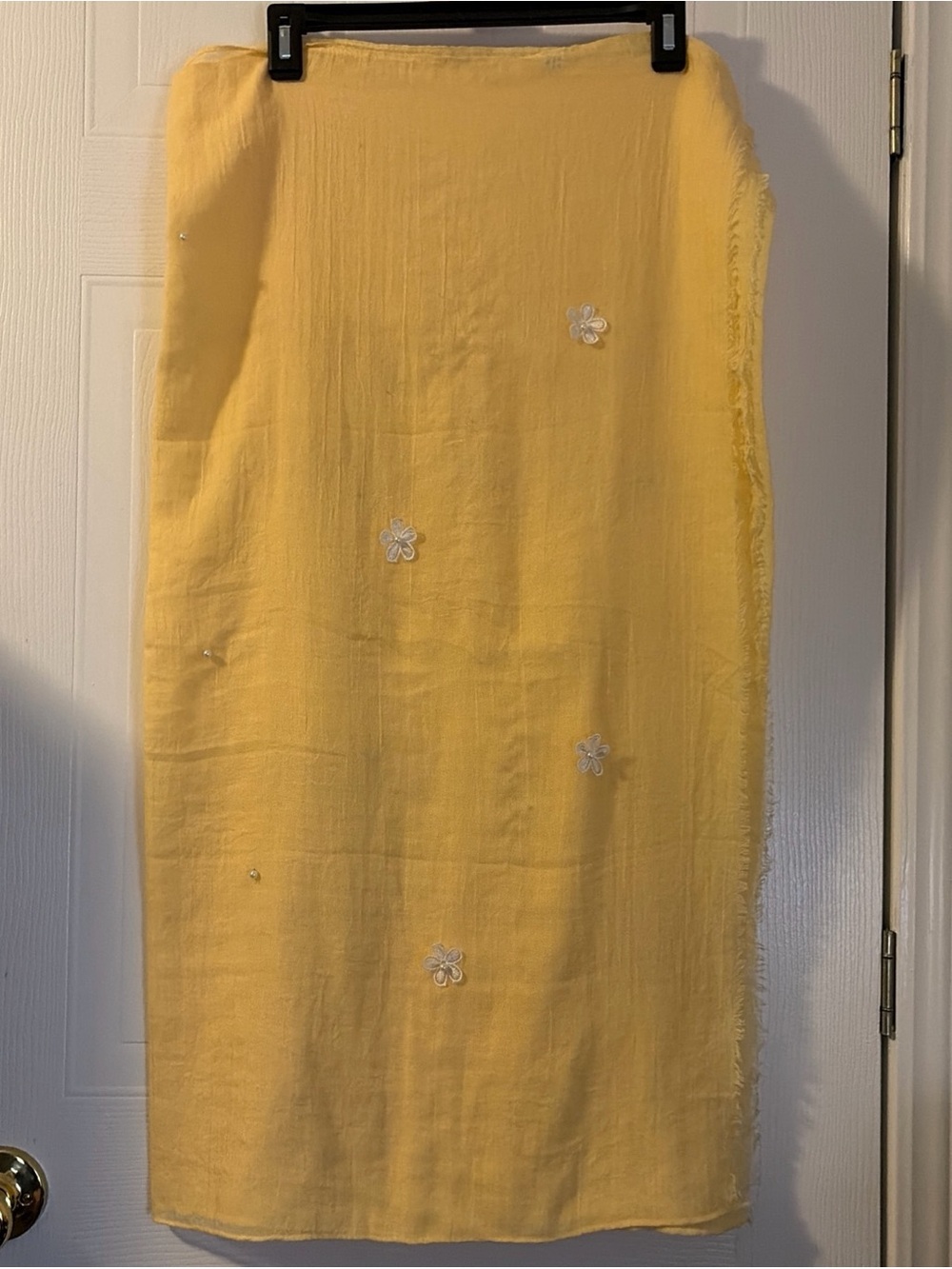 Lulu & Honey Scarf Pale Yellow With White Flowers